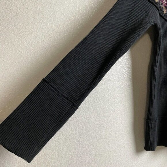 Free People Mandala Swit Thermal Top – Black with Multicolor Stitching – Size S - Picture 4 of 9